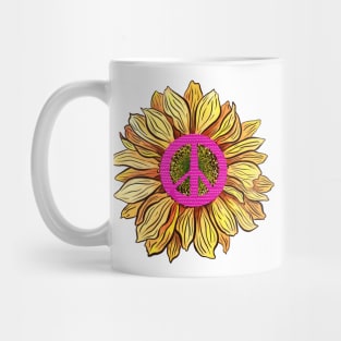 Peace symbol and sunflowers Mug